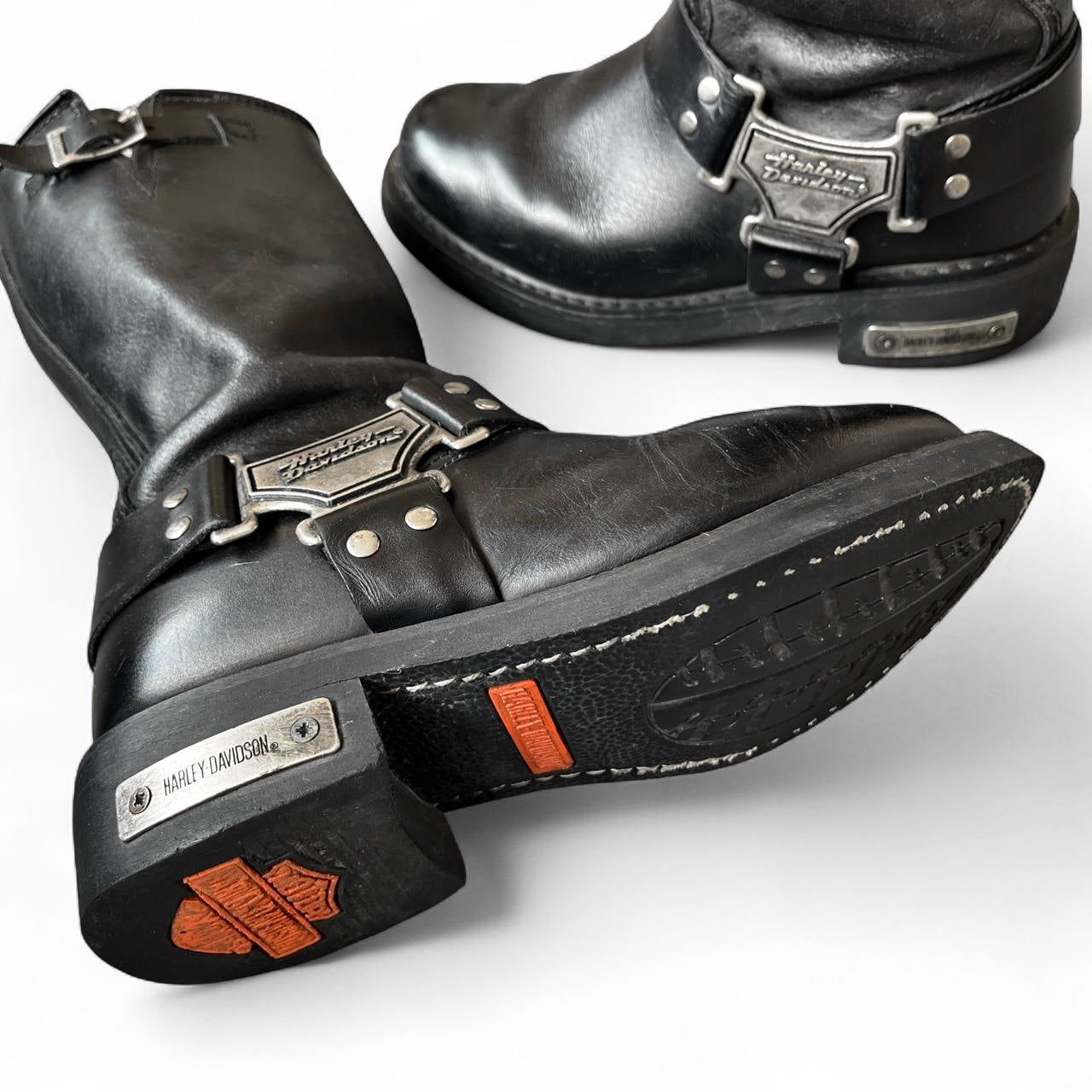 Harley-Davidson Black Leather Mid-Calf Biker Boots