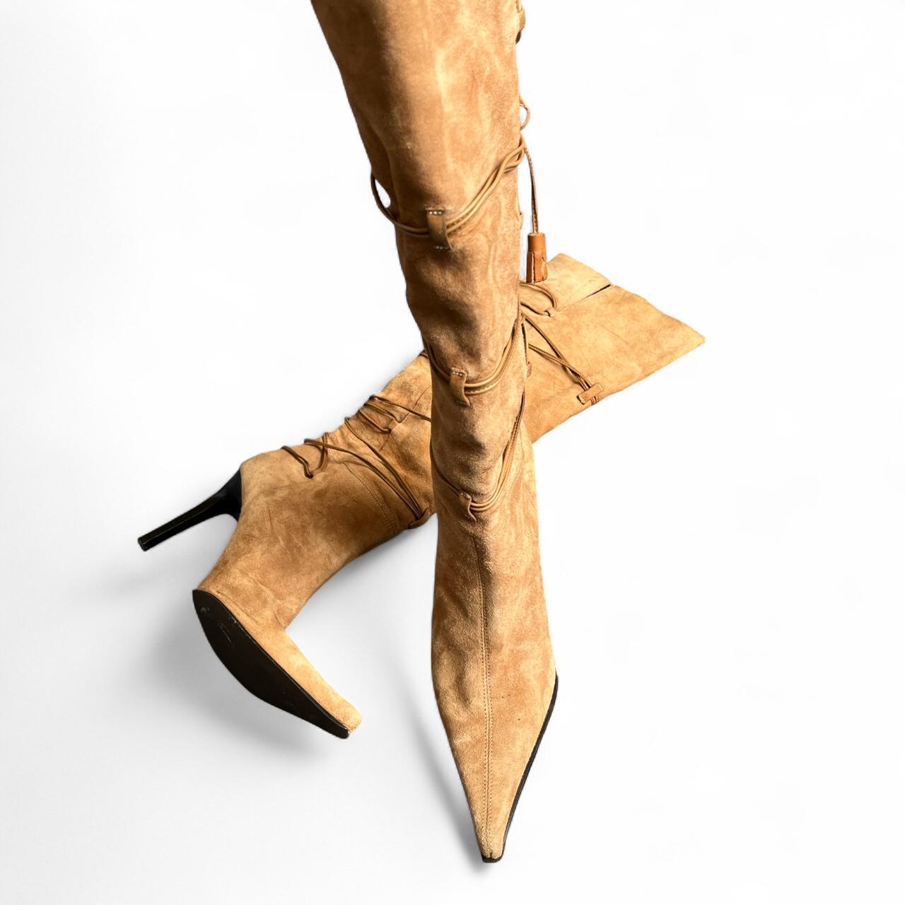 Tan Suede Vintage Knee High Boots