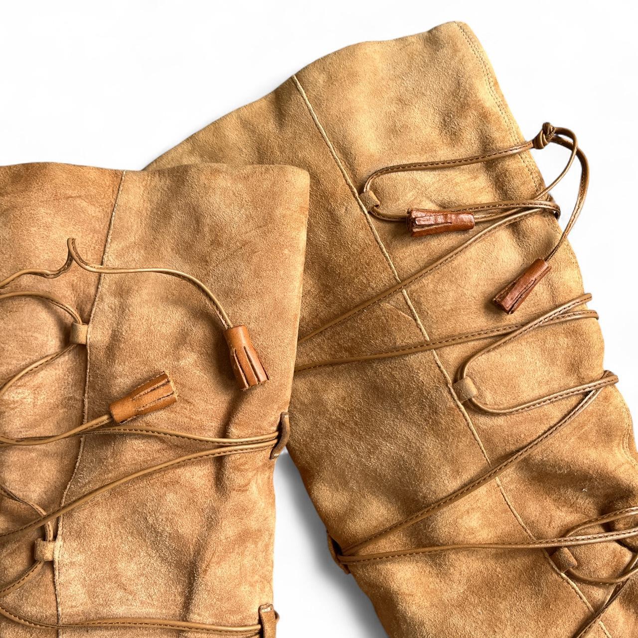 Tan Suede Vintage Knee High Boots