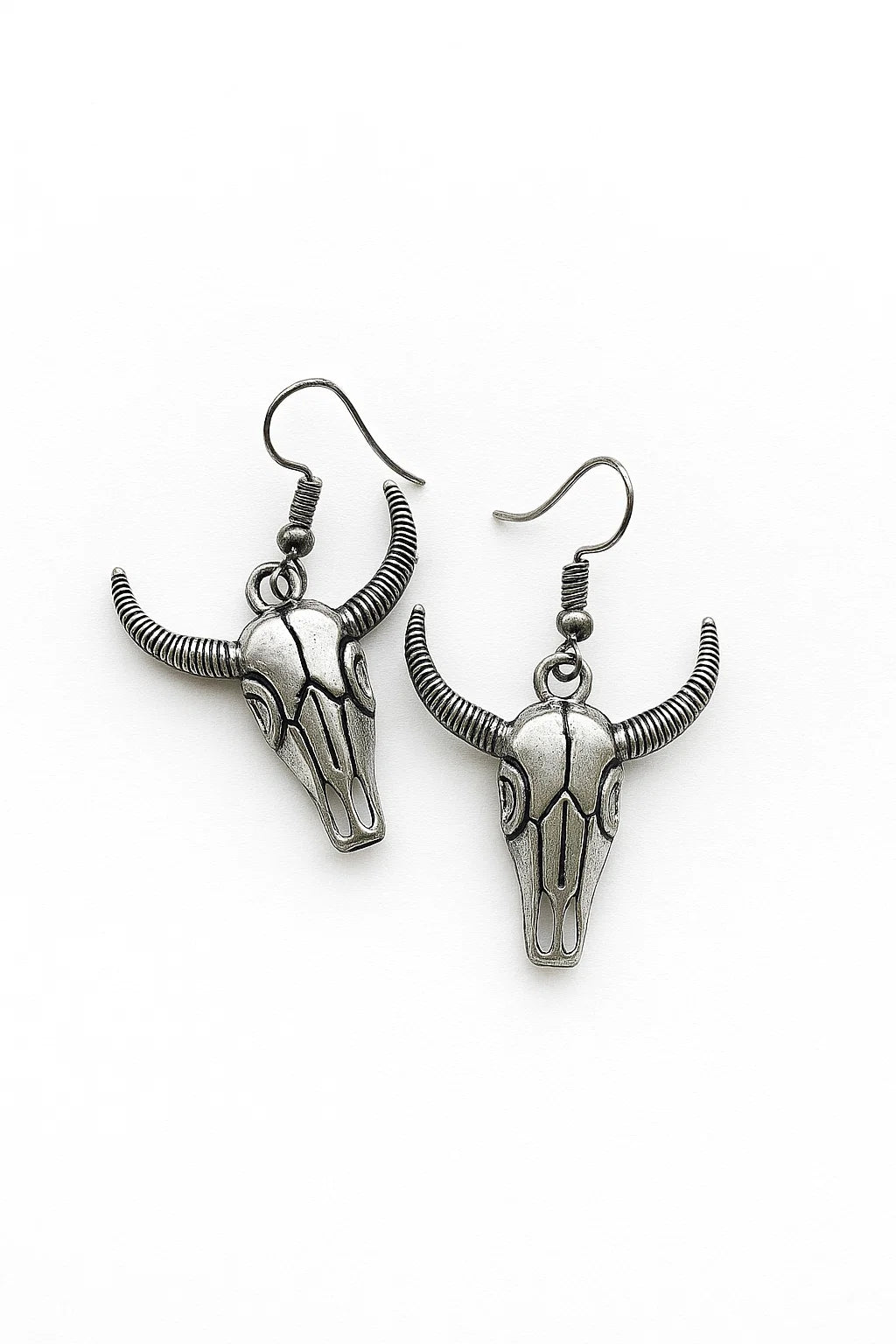 Silver Ridge · Sculpted Bull Skull Earrings