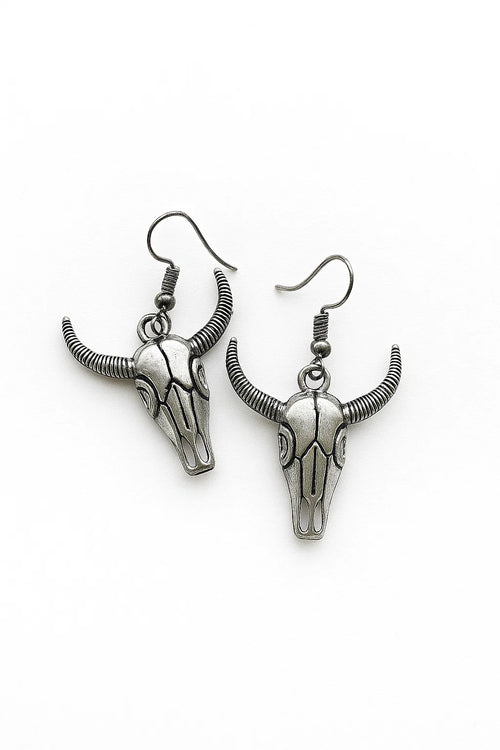 Silver Ridge · Sculpted Bull Skull Earrings