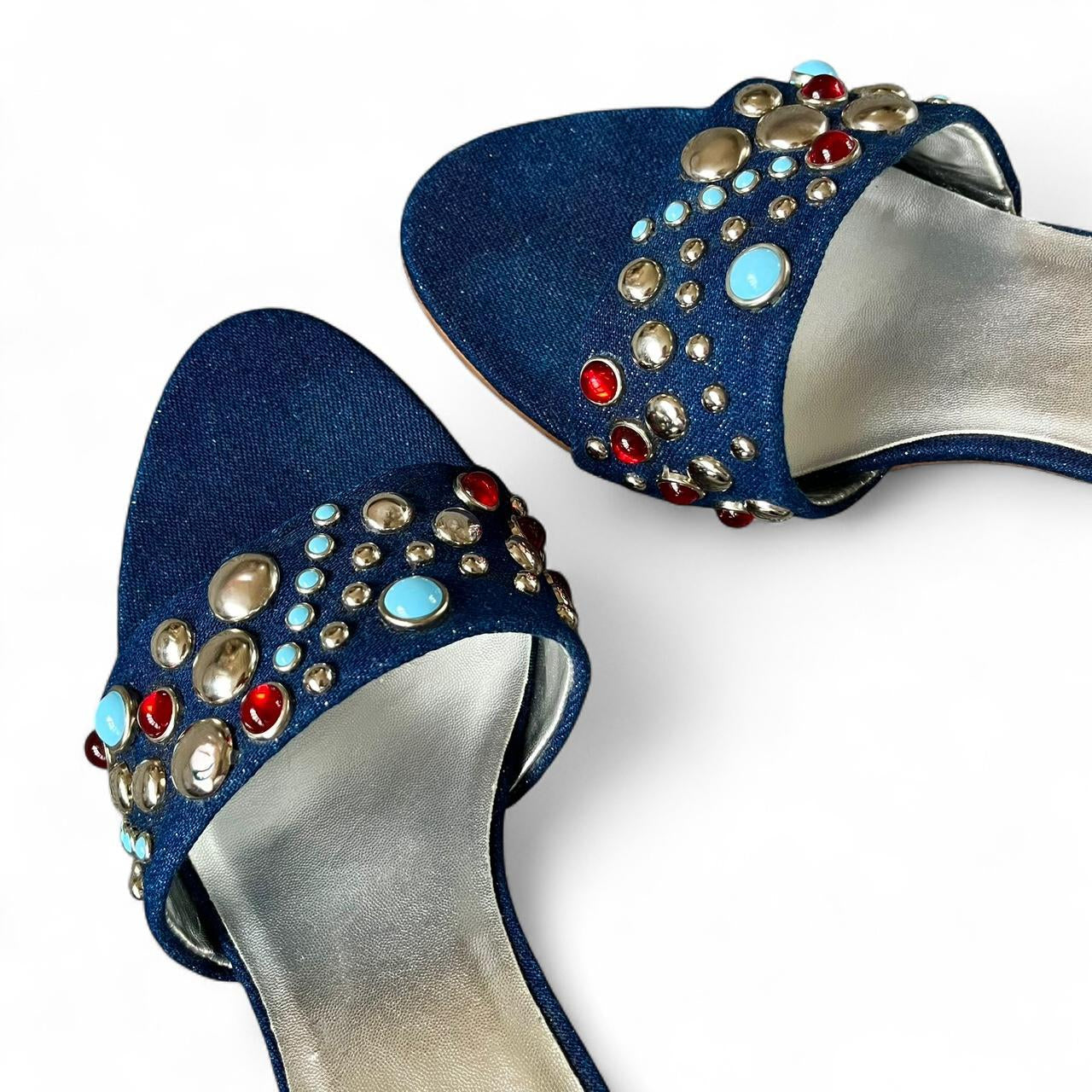 Faith Gem & Denim Slip-On Heels